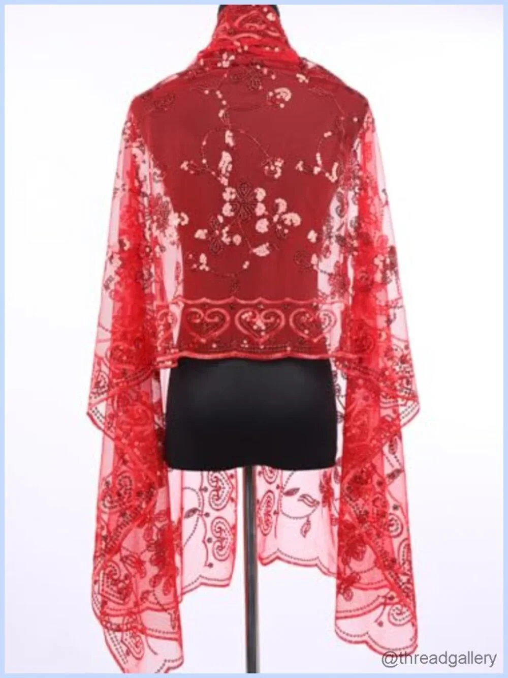 Sequin Lace Floral Wrap Shawl Stole Pashmina Bridal Evening Party